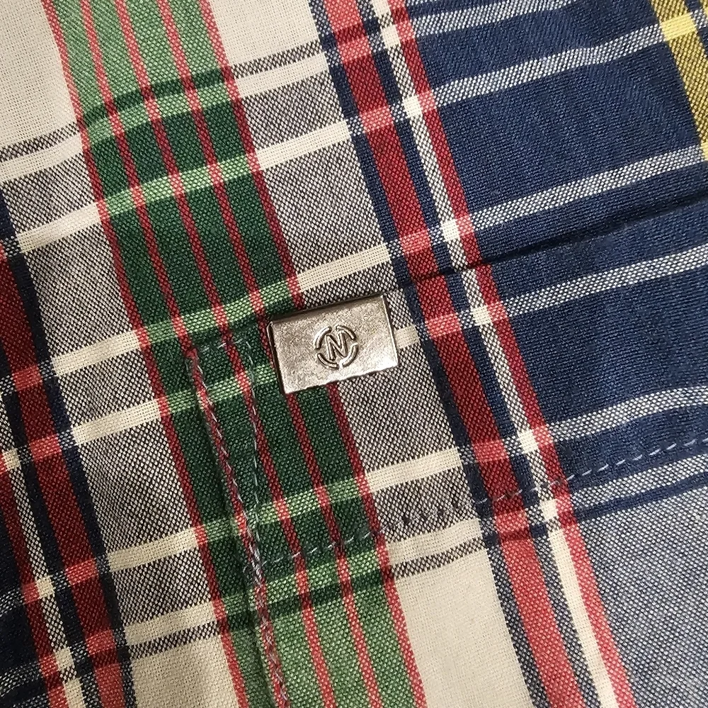 Nautica Jeans Company Boys Plaid Button Up Short Sleeve Shirt Size 16/18 XL